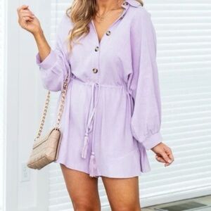 Button-Up Romper with Drawstring Waist